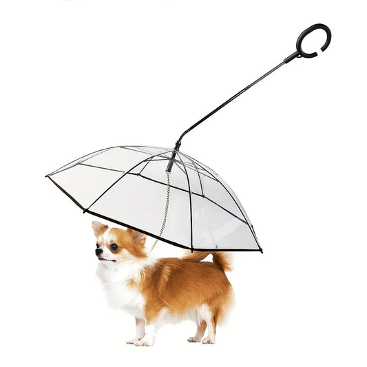 Hot-Selling Foldable Pet Umbrella with Adjustable Angle and Transparent C-Shaped Handle for Dogs