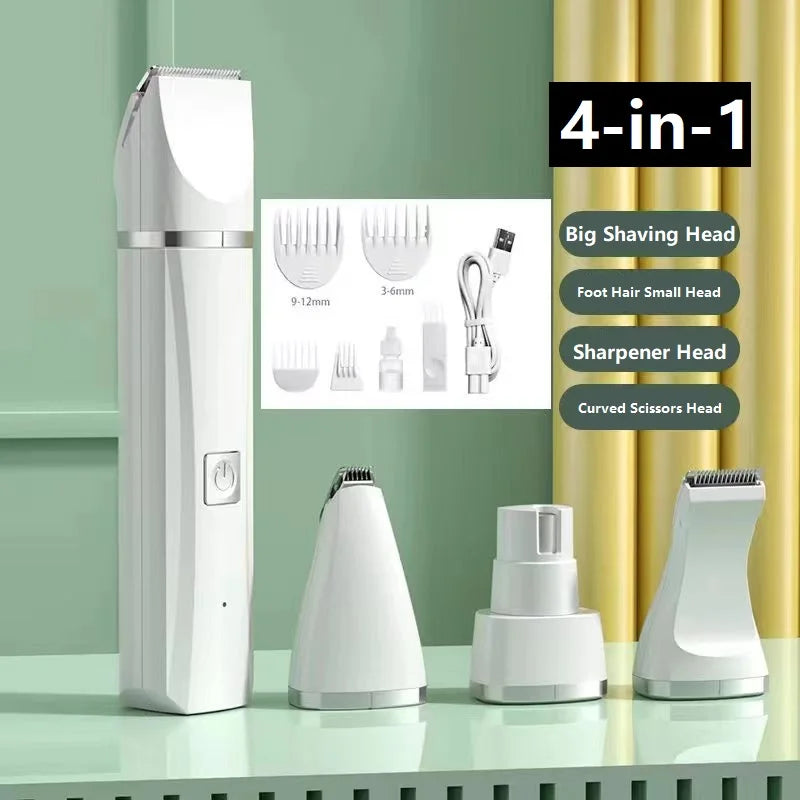 Professional 4-In-1 Electric Pet Grooming Tool Set Dog Hair Clippers USB Rechargeable Pets Haircut Trimmer Shaver Cats Supplies
