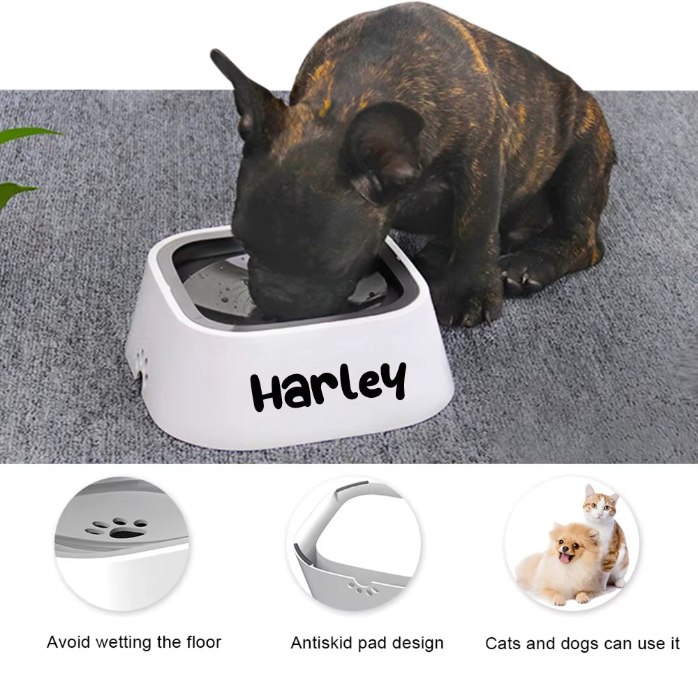 Custom Dog Drinking Water Bowl No Spill Floating Non-Wetting Mouth Cat Slow Anti-Overflow Water Feeding Dispenser Large Capacity