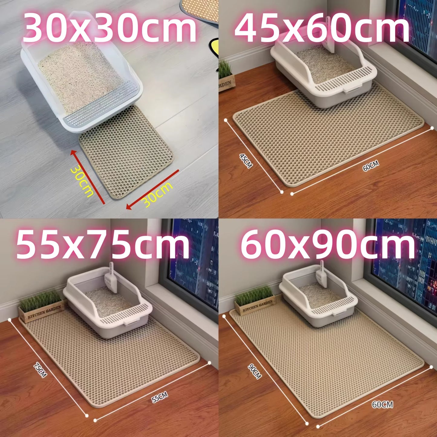 Large Cat Litter Mat Waterproof Double Layer Litter Trapping Clean Pad for Cat Litter Box Durable and Easy to Clean